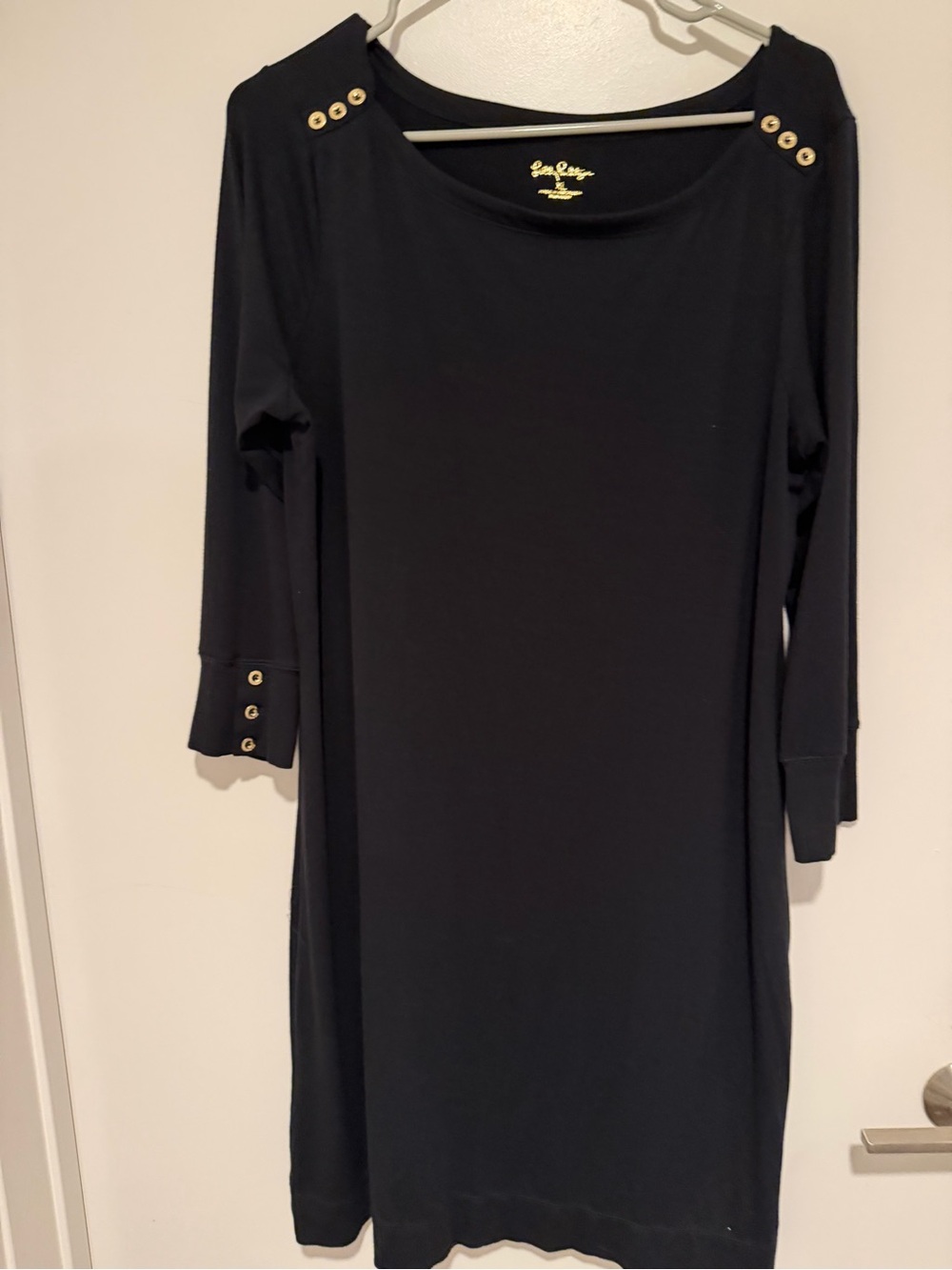 Gold Button Black Shift Dress - Lilly Pulitizer